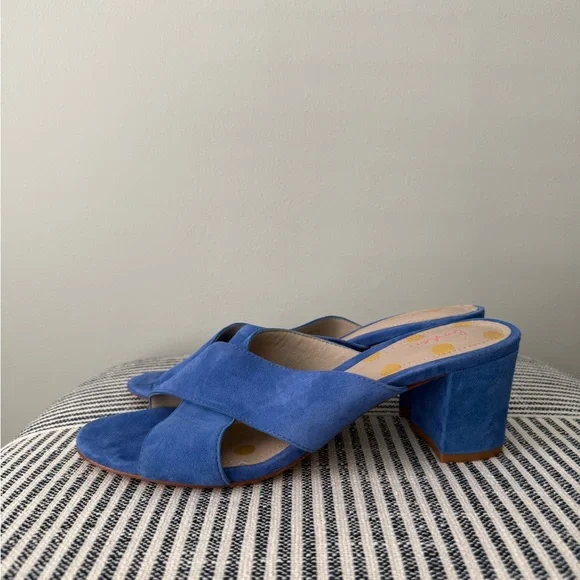 Boden Blue Suede Women's Mule Sandals - Picture 3 of 8